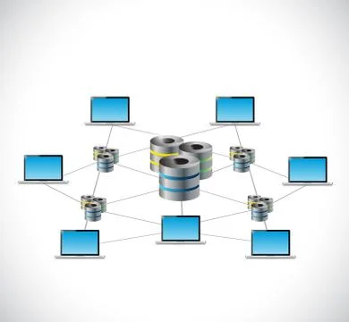 Server computer laptop network. illustration Stock Illustration