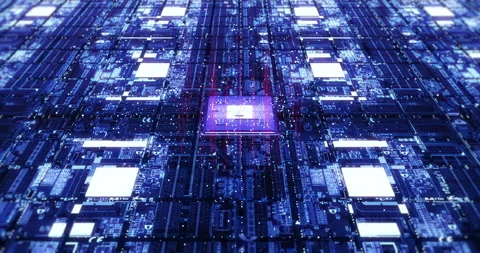 Server Computer Processors On Motherboard. Futuristic Technology. Vidéo 160031816