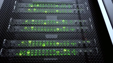 Server computer while working. Green light Stock Footage 97383925