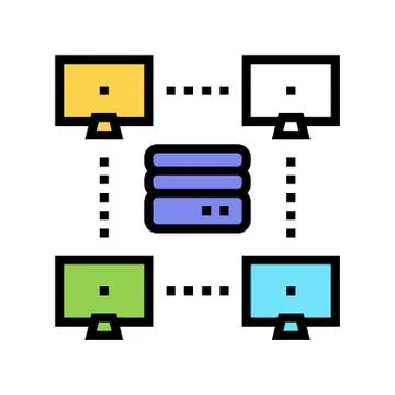 Server computers color icon vector illustration イラスト素材