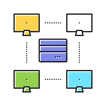 Server computers color icon vector illustration Illustrazione stock