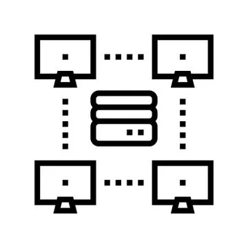 Server computers line icon vector illustration Illustrazione stock