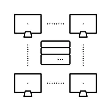 Server computers line icon vector illustration Illustrazione stock