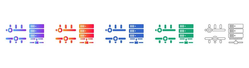 Server Configuration and Tuning Icons Stock Illustration