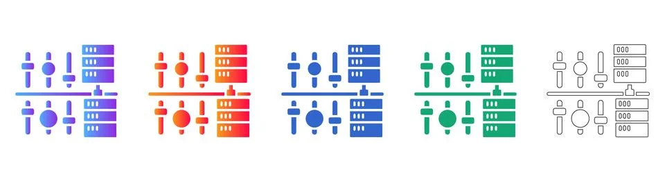 Server Configuration and Tuning Icons Stock Illustration