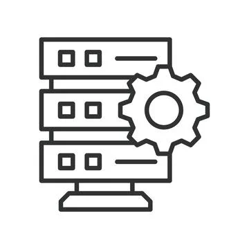 Server configuration icon in line design. data, storage, engineering, settings Stock Illustration