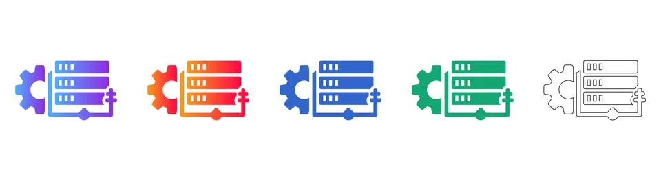 Server Configuration Icons Data Management and Settings Symbols Stock Illustration