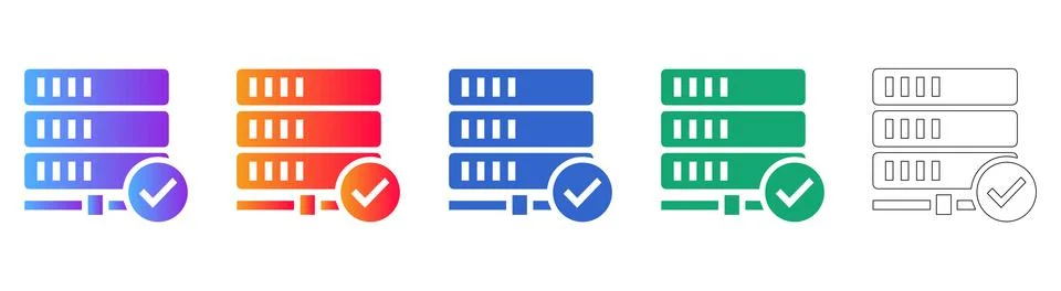 Server Configuration Settings Icon Set Stock Illustration