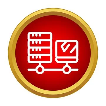 Server connecting to storage with network icon Stock Illustration