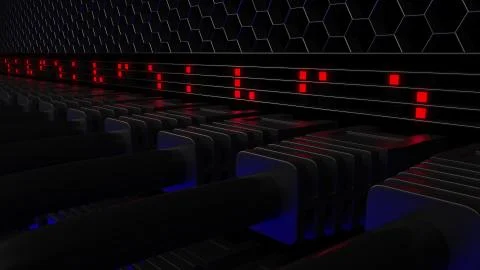 Server connectors and flashing red lamps. Cloud storage technology or data Stock Illustration