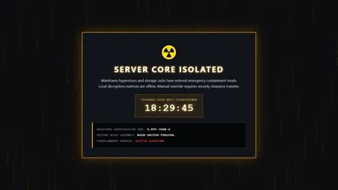 Server Core Isolated Ransomware Warning Screen Stock Footage 342131022
