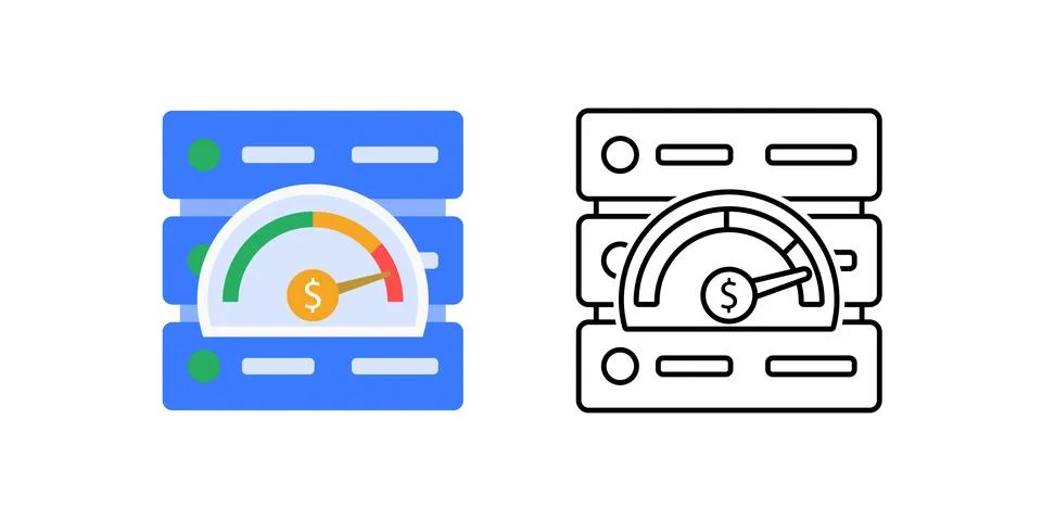 Server cost gauge Illustrazione stock