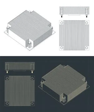 Server CPU cooler blueprints 스톡 일러스트