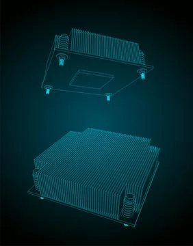 Server CPU cooler drawings Stock Illustration