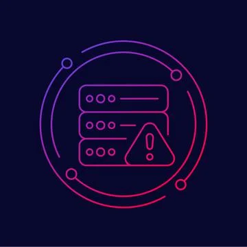 Server crash, failure line icon Stock Illustration