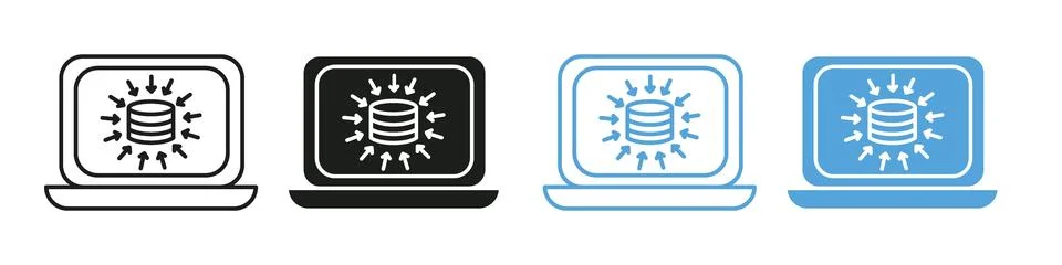 Server Data Aggregation Icons for Cloud Computing and Network Analysis in B.. Illustrazione stock