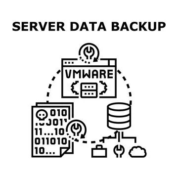 Server data backup and data recovery process concept イラスト素材