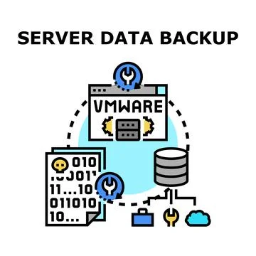 Server data backup and data recovery process concept 스톡 일러스트