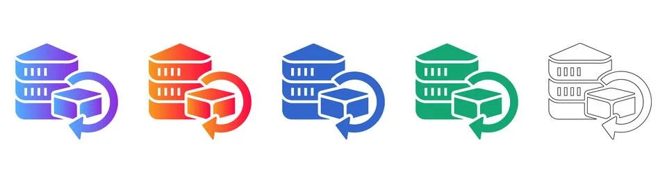 Server Data Backup and Recovery Icons 스톡 일러스트