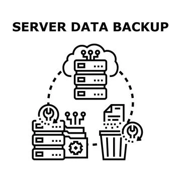 Server data backup and recovery concept Illustrazione stock
