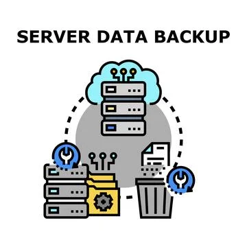 Server data backup and recovery concept Illustrazione stock