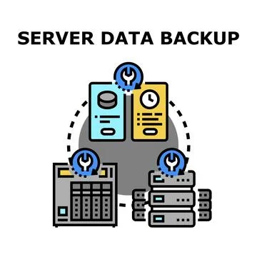 Server data backup archiving and recovery process 스톡 일러스트