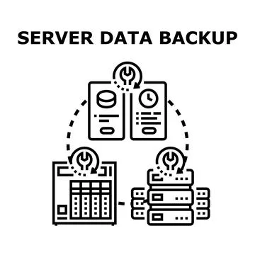 Server data backup archiving and recovery process 库存插图
