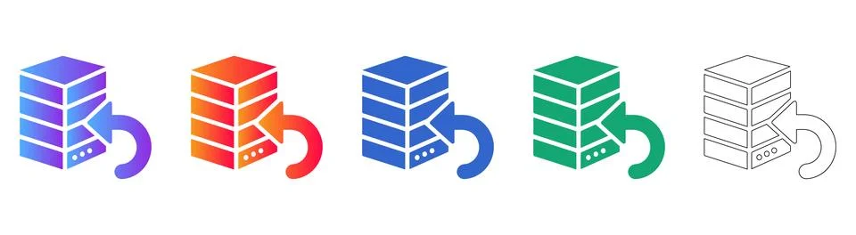 Server Data Backup Icons Stock Illustration
