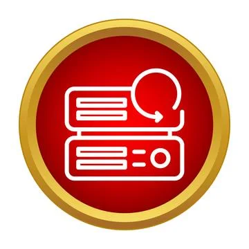 Server data backup recovery updating synchronized storage icon Illustrazione stock