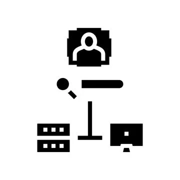 Server data base for storage face, online face id app glyph icon vector Stock Illustration