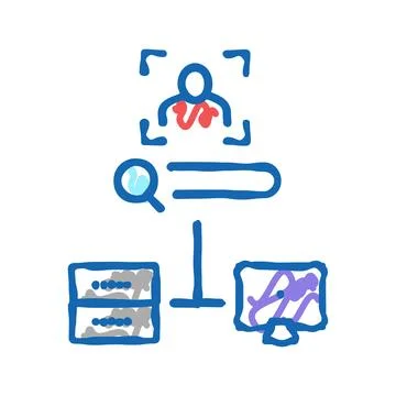 Server data base for storage face, online face id app icon doodle illustratio Stock Illustration
