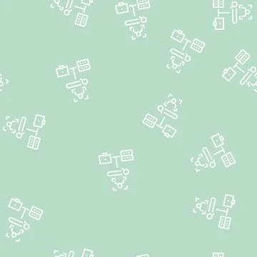 Server data base for storage face, online face id app line seamless pattern Stock Illustration