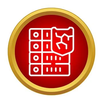 Server data breach icon showing cyber security vulnerability Stock Illustration
