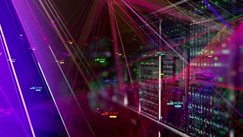 Server Data Center with Big data cloud network technology design concept. Stock Footage 113298810
