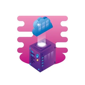 Server data center with cloud computing Stock Illustration