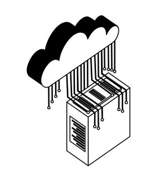 Server data center with cloud computing and electronic circuit Stock Illustration