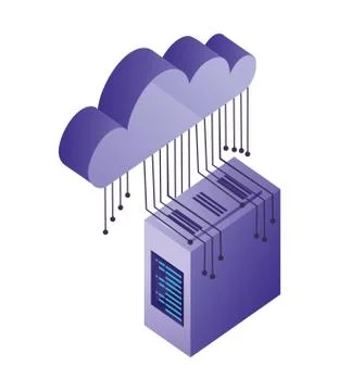 Server data center with cloud computing and electronic circuit Illustrazione stock