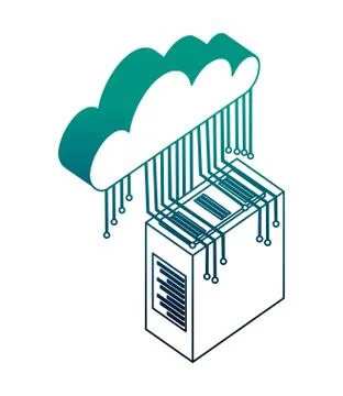 Server data center with cloud computing and electronic circuit Stock Illustration
