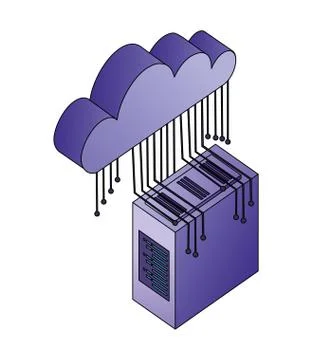 Server data center with cloud computing and electronic circuit Stock Illustration