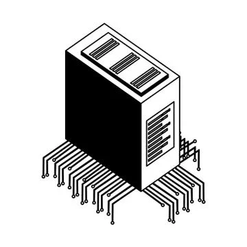 Server data center with electronic circuit isometric icon 스톡 일러스트