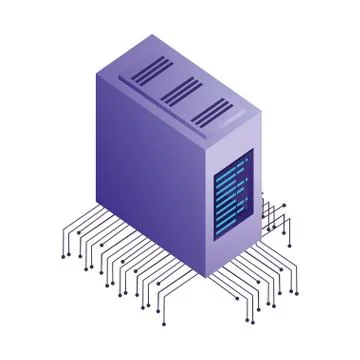 Server data center with electronic circuit isometric icon イラスト素材