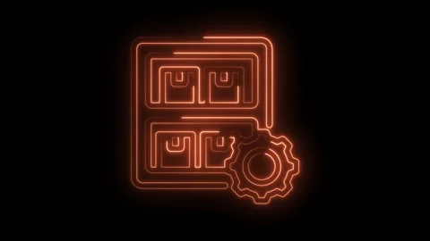 Server data center with gear optimization glowing neon light on black backg.. Stock Footage 346005062