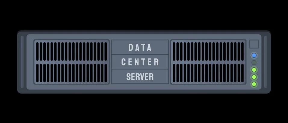 Server in a data center. Internet technology vector illustration. Illustrazione stock