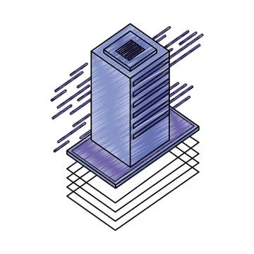Server data center isometric icon 스톡 일러스트