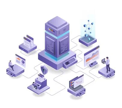 Server data center of multiple platforms Stock Illustration