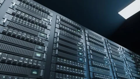 Server data center rack cloud room ai LLM storage bg able to loop endless Stock Footage 347653381