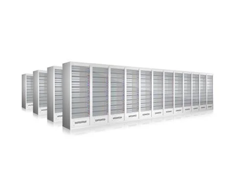 Server data center for virtual hosting services. 3D render. Stock Illustration
