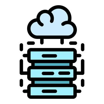 Server data cloud icon color outline vector Stock Illustration