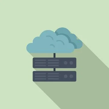 Server data cloud icon, flat style Illustrazione stock