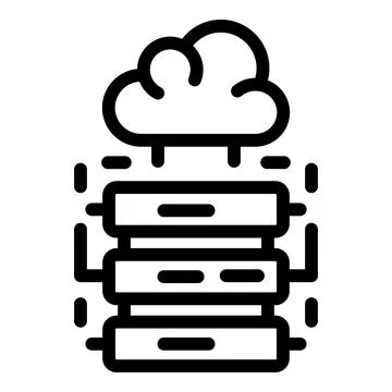 Server data cloud icon, outline style Stock Illustration